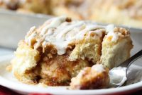 Apple Crumb Cinnamon Rolls with Warm Caramel Glaze
