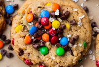 Chewy Monster Cookie Recipe with Chocolate, Peanut Butter & Oats