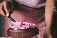 Vegan Chocolate Layer Cake with Hibiscus Buttercream Frosting