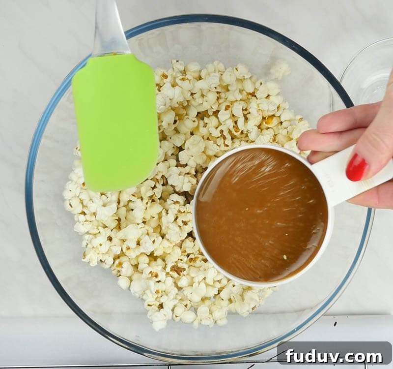 Popcorn bowl with caramel.