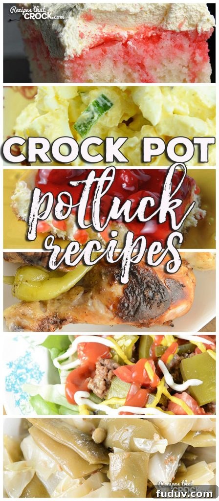 This week for our Friday Favorites we have some yummy Crock Pot Potluck Recipes like Crock Pot Bacon Green Bean Cabbage, Crock Pot Egg Salad, Crock Pot Chicken Legs {Mississippi Style}, Crock Pot Cheeseburger Salad, Crock Pot Cherry Cheesecake Bars and Crock Pot Cream Soda Poke Cake.