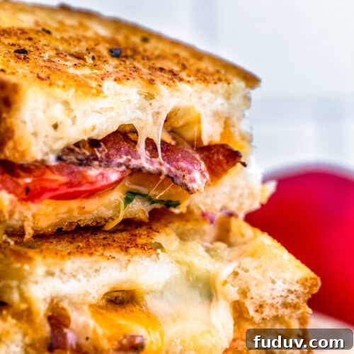 Close up shot of sliced sandwiches in stack.
