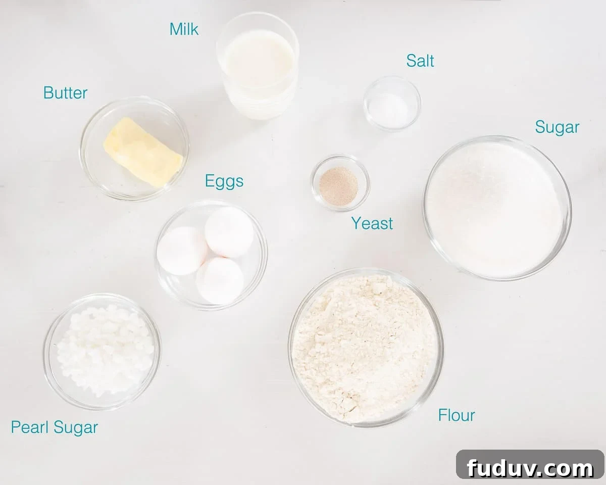 Dutch Suikerbrood: Traditional Cinnamon Sugar Buns Recipe 3 Ingredients Dutch Suikerbroodjes Sugar Buns, individually labelled on a white background