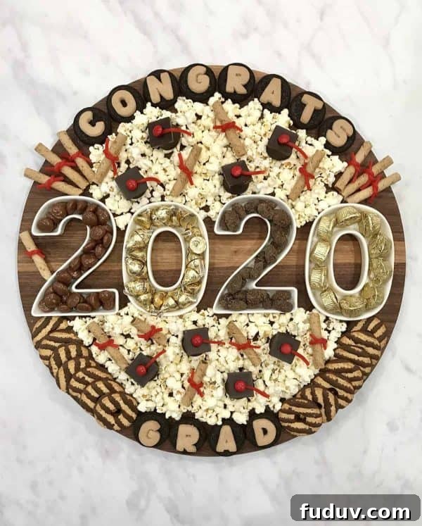 graduation candy and snack board from the baker mama