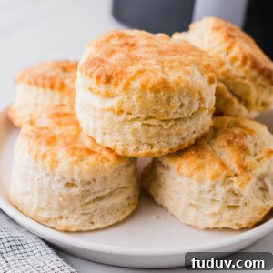 Crispy Air Fryer Biscuits: Quick Flaky Homemade Recipe 15 air fryer biscuits on a plate.