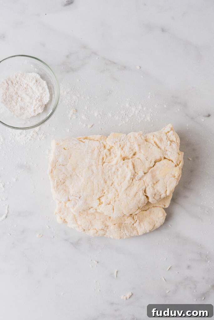 Crispy Air Fryer Biscuits: Quick Flaky Homemade Recipe 8 mixing and folding the dough on a floured surface.
