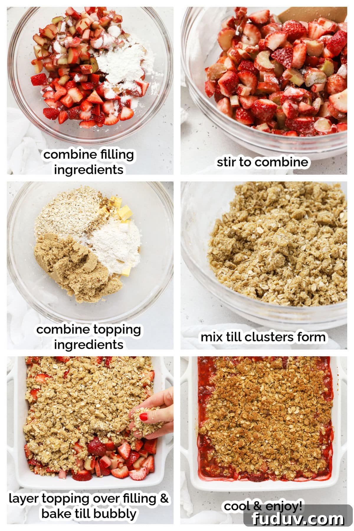 making gluten-free strawberry rhubarb crisp step by step