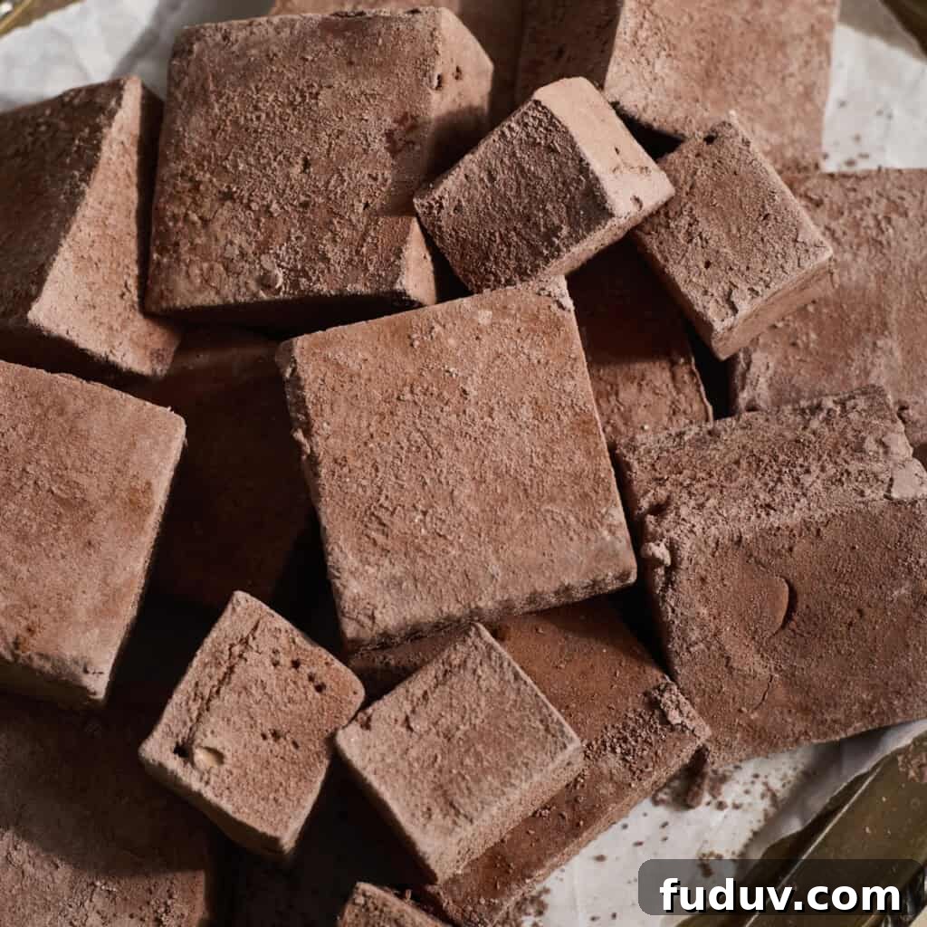 A pile of Chocolate Marshmallows.