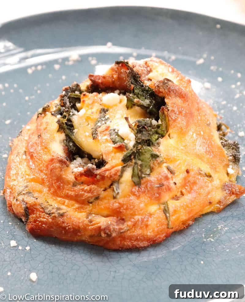 Keto Breakfast Pinwheels with Bacon, Spinach, and Feta