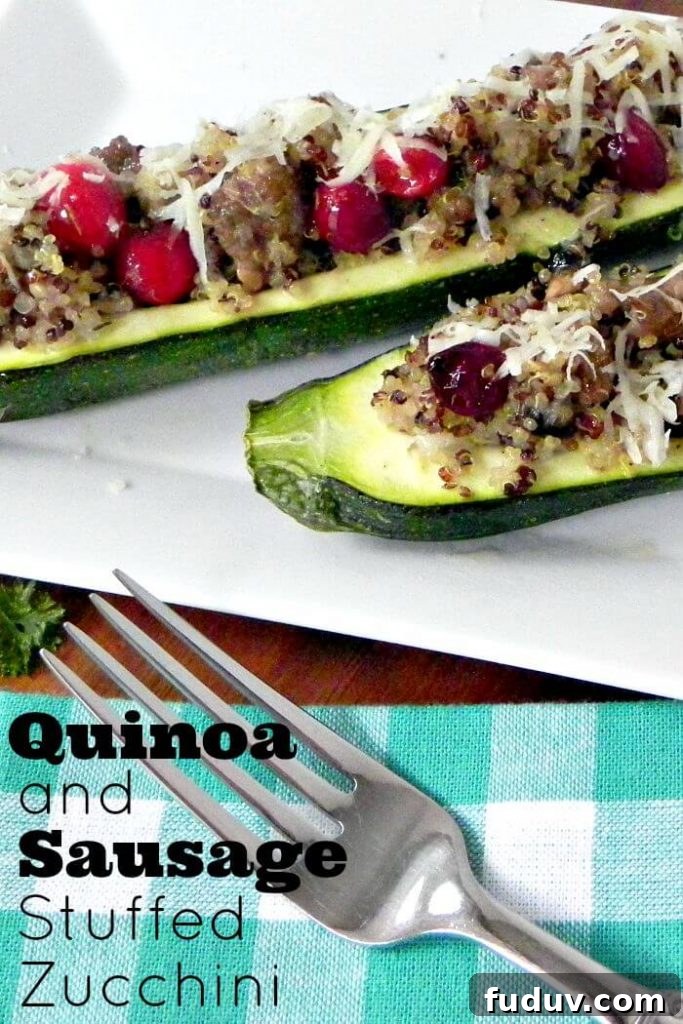 Quinoa and Sausage Stuffed Zucchini