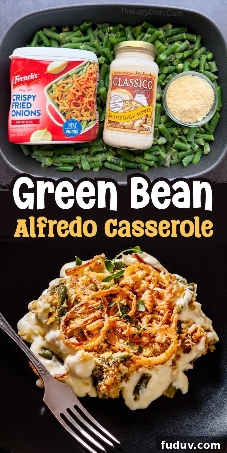 The best way to make a green bean casserole with Alfredo sauce.