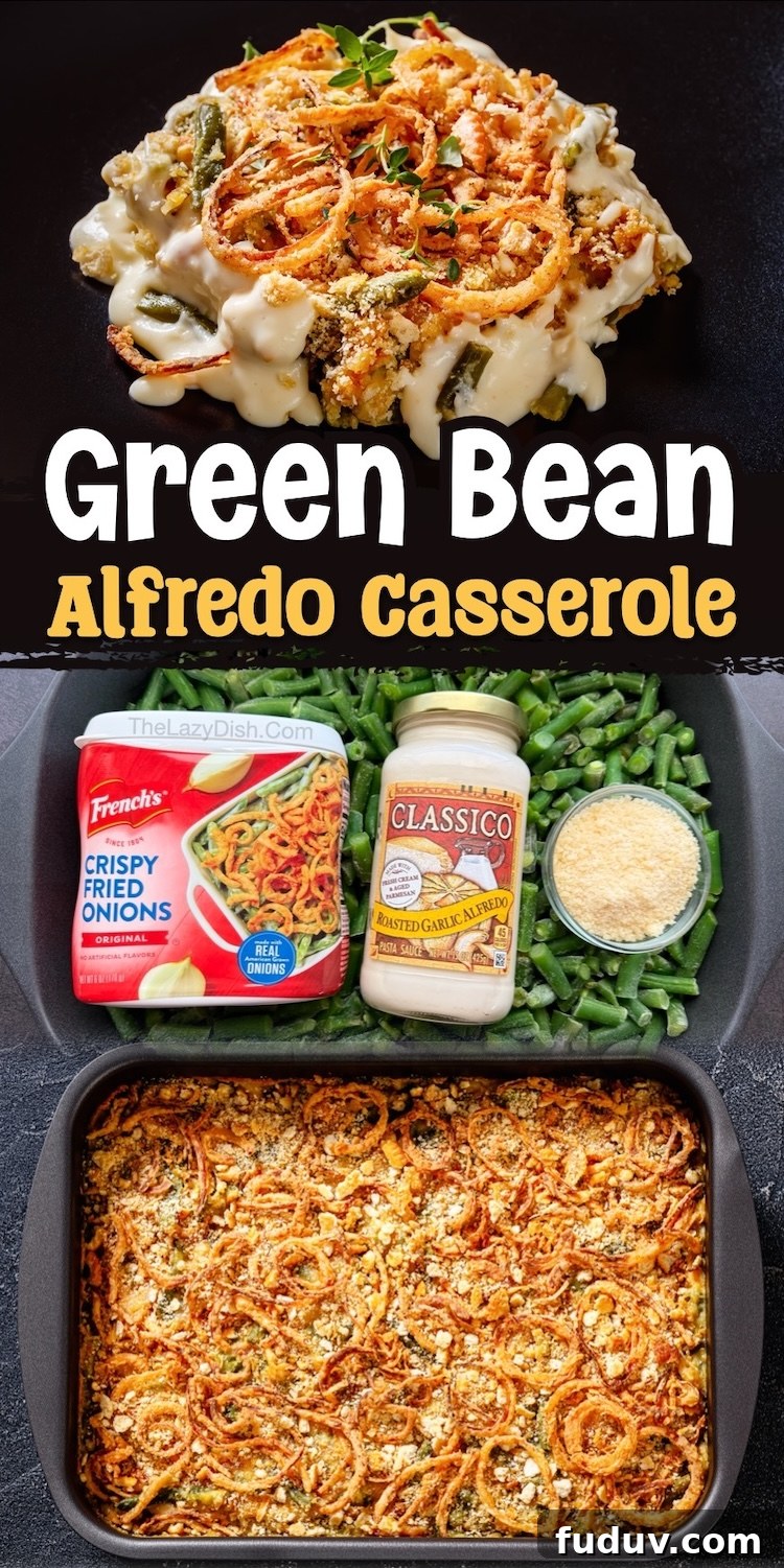 If you're looking for an easy green bean casserole recipe made with no mushroom soup, try Alfredo sauce instead.