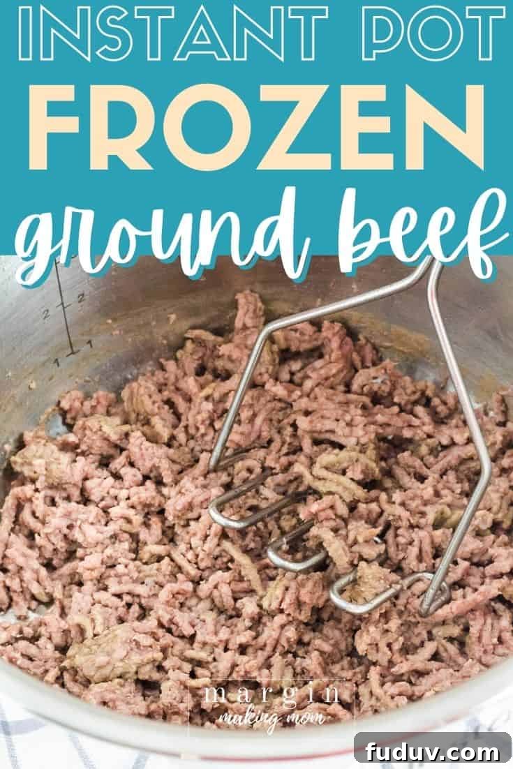 cooked and crumbled ground beef cooked from frozen in the Instant Pot