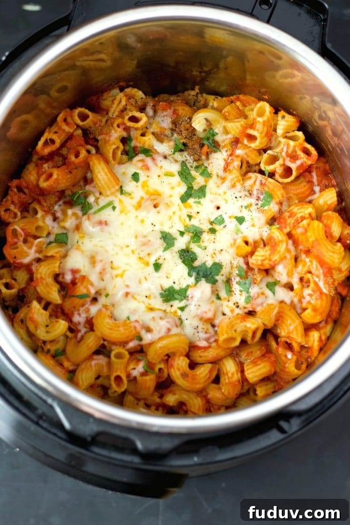 Instant Pot Homemade Hamburger Helper in the instant pot.