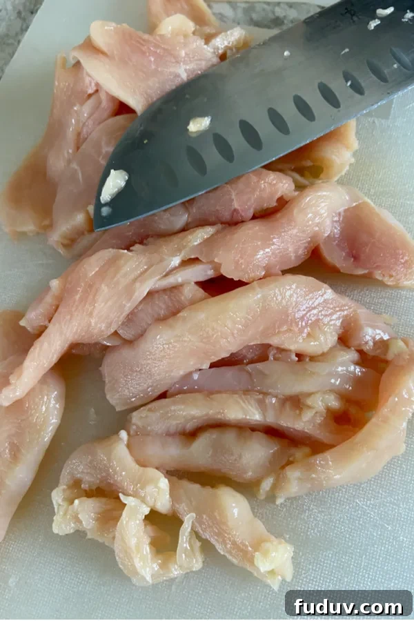 thin strips chicken breast 