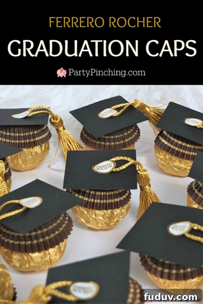 Graduation Dessert Board Ideas for Party-Worthy Celebration Treats 9 Ferrero Rocher graduation caps easy best tutorial step by step instructions for charcuterie board, best graduation snack dessert table board ideas