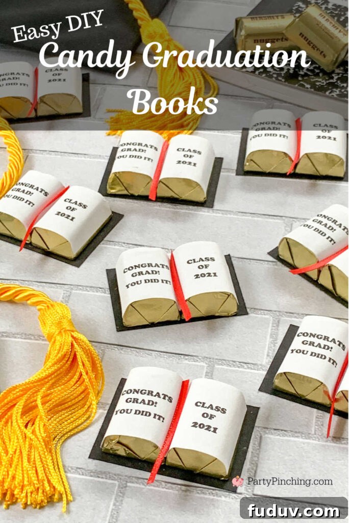 Graduation Dessert Board Ideas for Party-Worthy Celebration Treats 11 candy graduation books, Hershey Nugget, step by step craft graduation tutorial, graduation favor ideas, best graduation party ideas, best graduation open house food dessert decor ideas