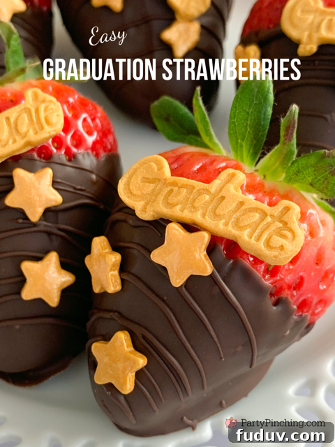 Graduation Dessert Board Ideas for Party-Worthy Celebration Treats 12 Graduation dipped strawberries, graduation dessert party ideas, best graduation open house food dessert party ideas, best grad party recipes, easy best graduation food, candy buffet, graduation charcuterie snack treat dessert board ideas, best graduation fruit dessert food recipe ideas