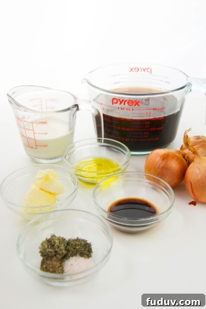 Homemade Onion Gravy Recipe: Rich, Savory and Simple 3 ingredients for onion gravy on counter