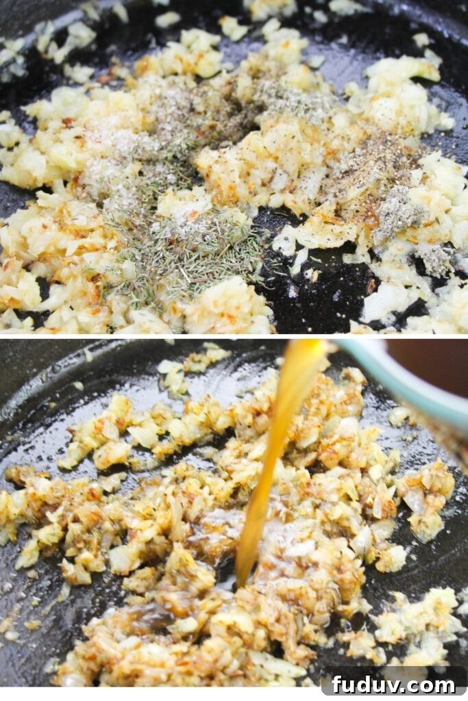 Homemade Onion Gravy Recipe: Rich, Savory and Simple 5 collage on how to make onion gravy