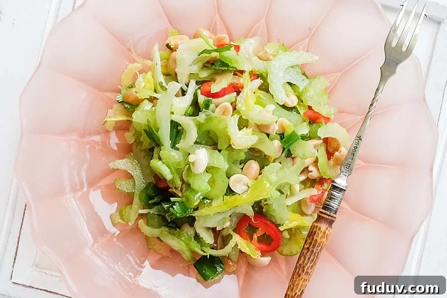 Thai celery and fennel salad in a bowl