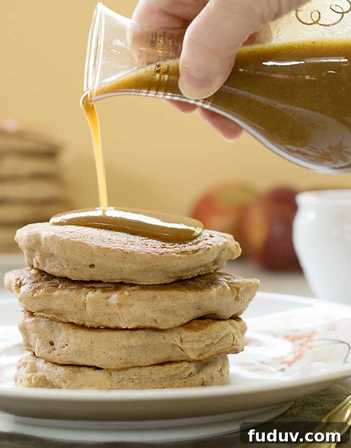 Gluten-free Apple Teff Pancakes with Homemade Date Caramel Syrup