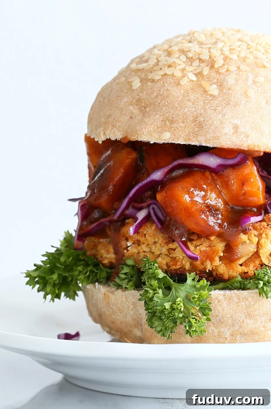 Peanut, Carrot & White Bean Burgers: Flavorful Veggie Patties 13 White Bean Burgers with Carrots, Peanuts and thai flavors. Topped with sweet and sour Butternut squash. Asian Peanut Bean Burgers. Vegan Gluten free Option | VeganRicha.com