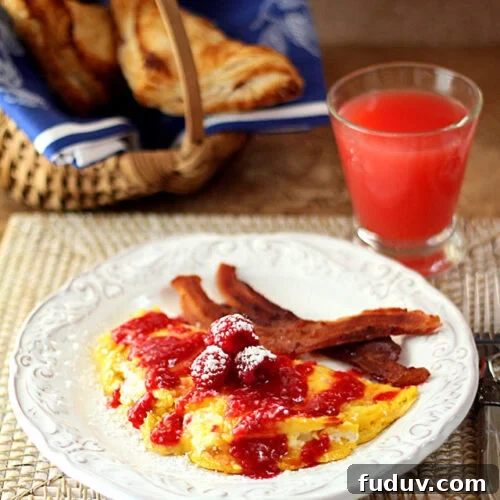 Goat Cheese and Raspberry Omelet Recipe: Bright Brunch Idea 5 Omelet with Goat Cheese and Raspberries