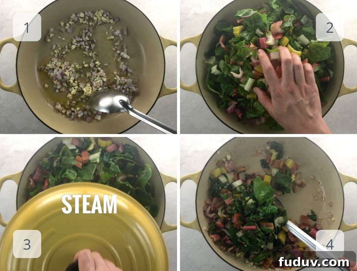 Swiss Chard Gratin Recipe from The Herbfarm Restaurant 4 step by step 1