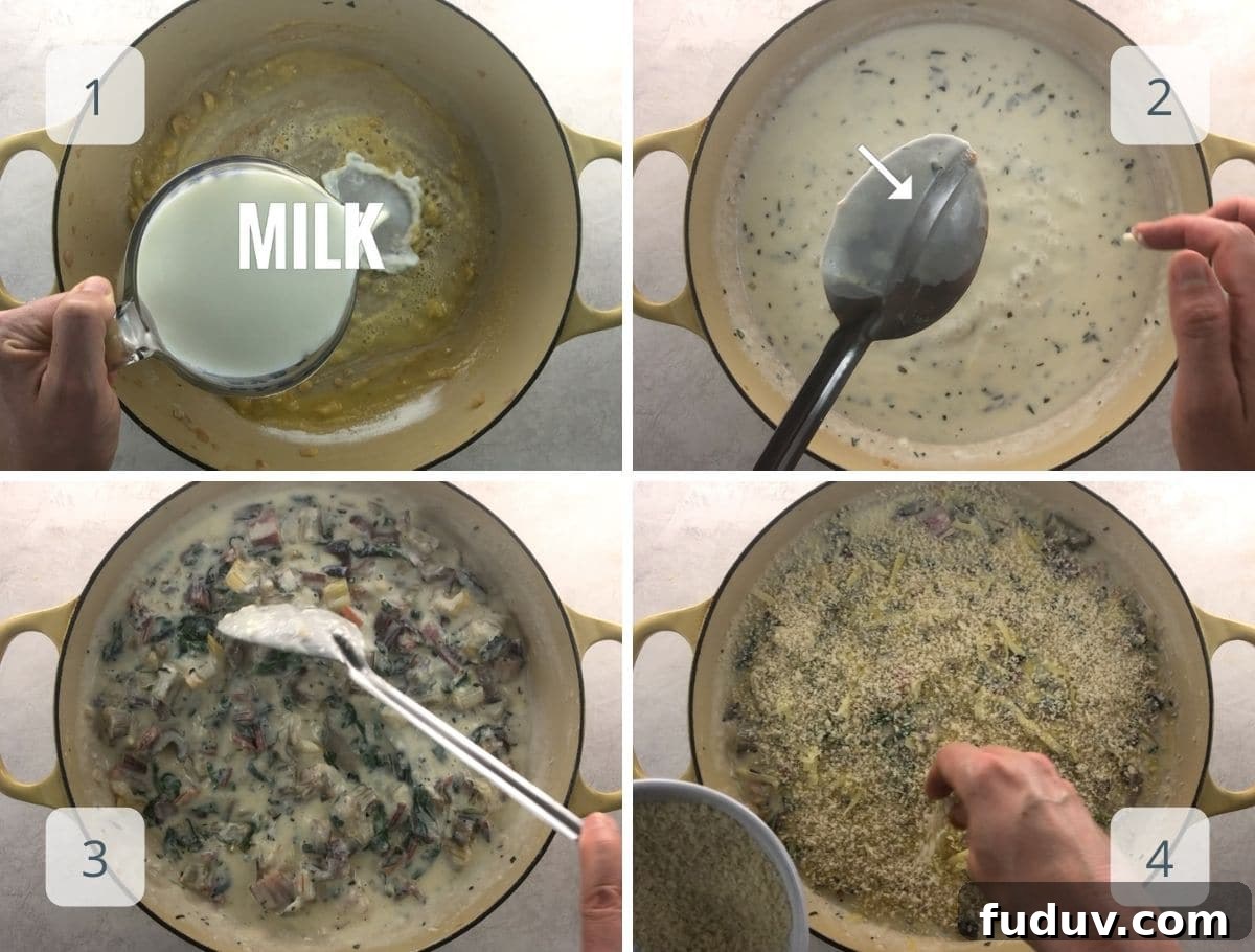 Swiss Chard Gratin Recipe from The Herbfarm Restaurant 5 step by step 2
