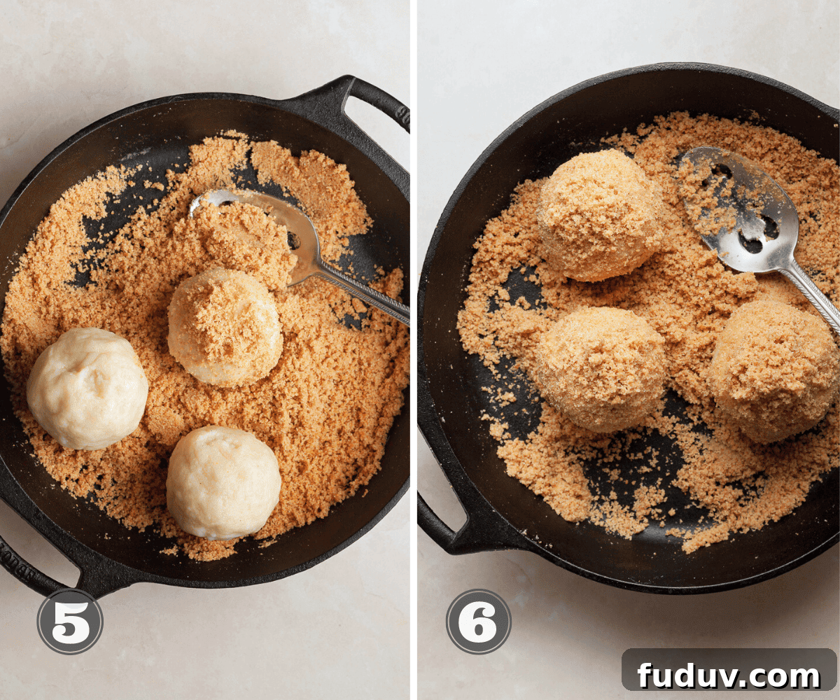 how to coat Gluten Free Zwetschgenknödel in bread crumbs