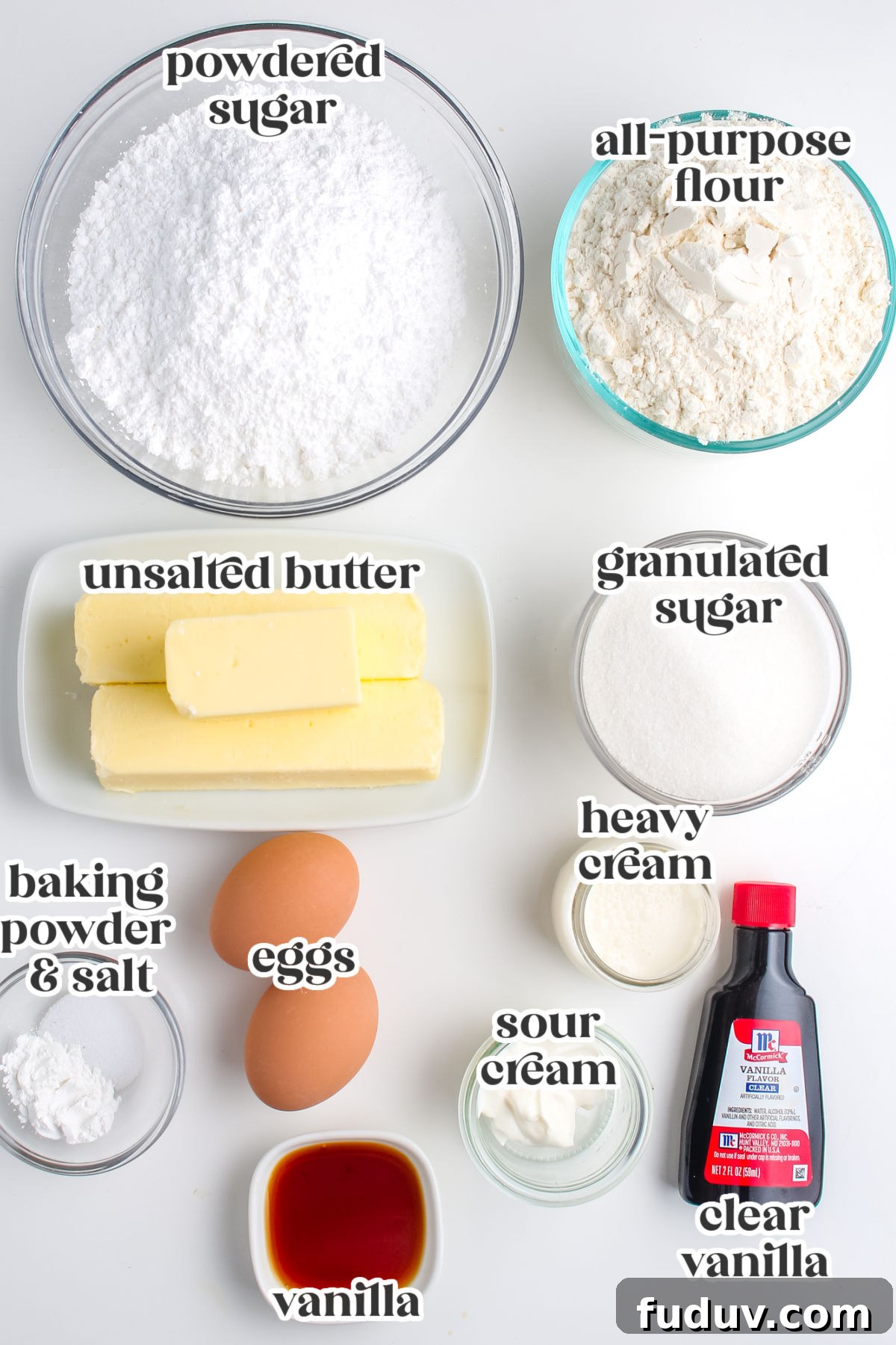 The recipe ingredients with text overlay labeling each.