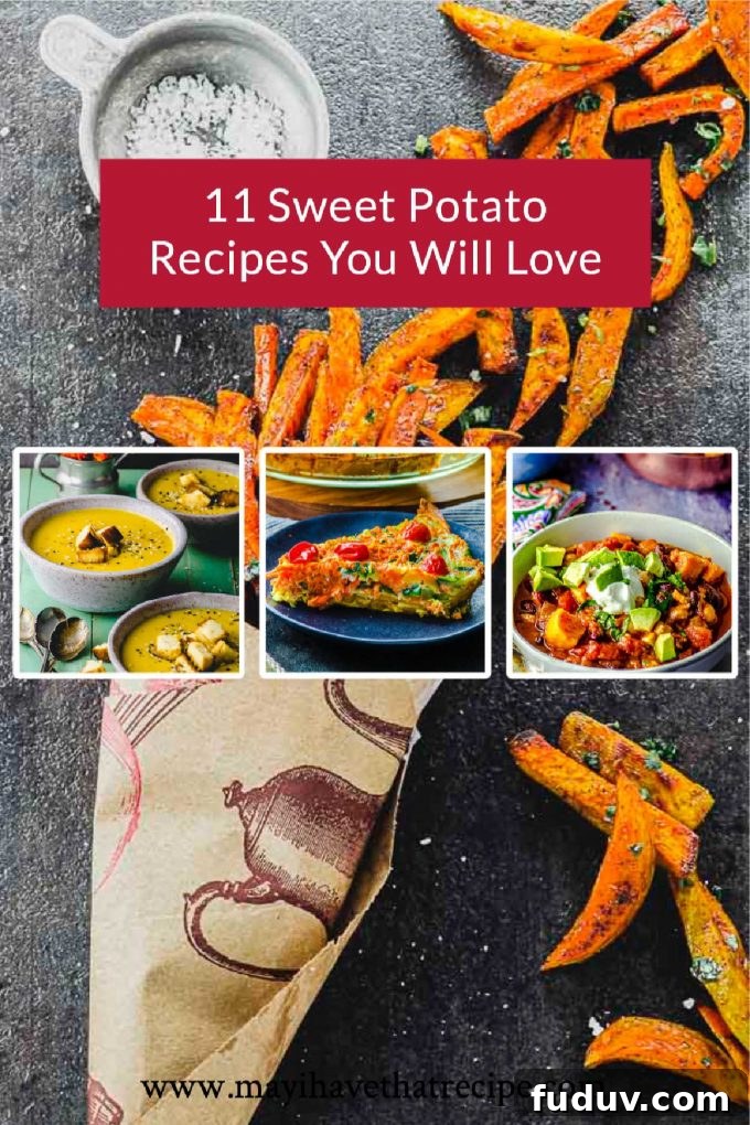A collage of images of sweet potato recipes 
