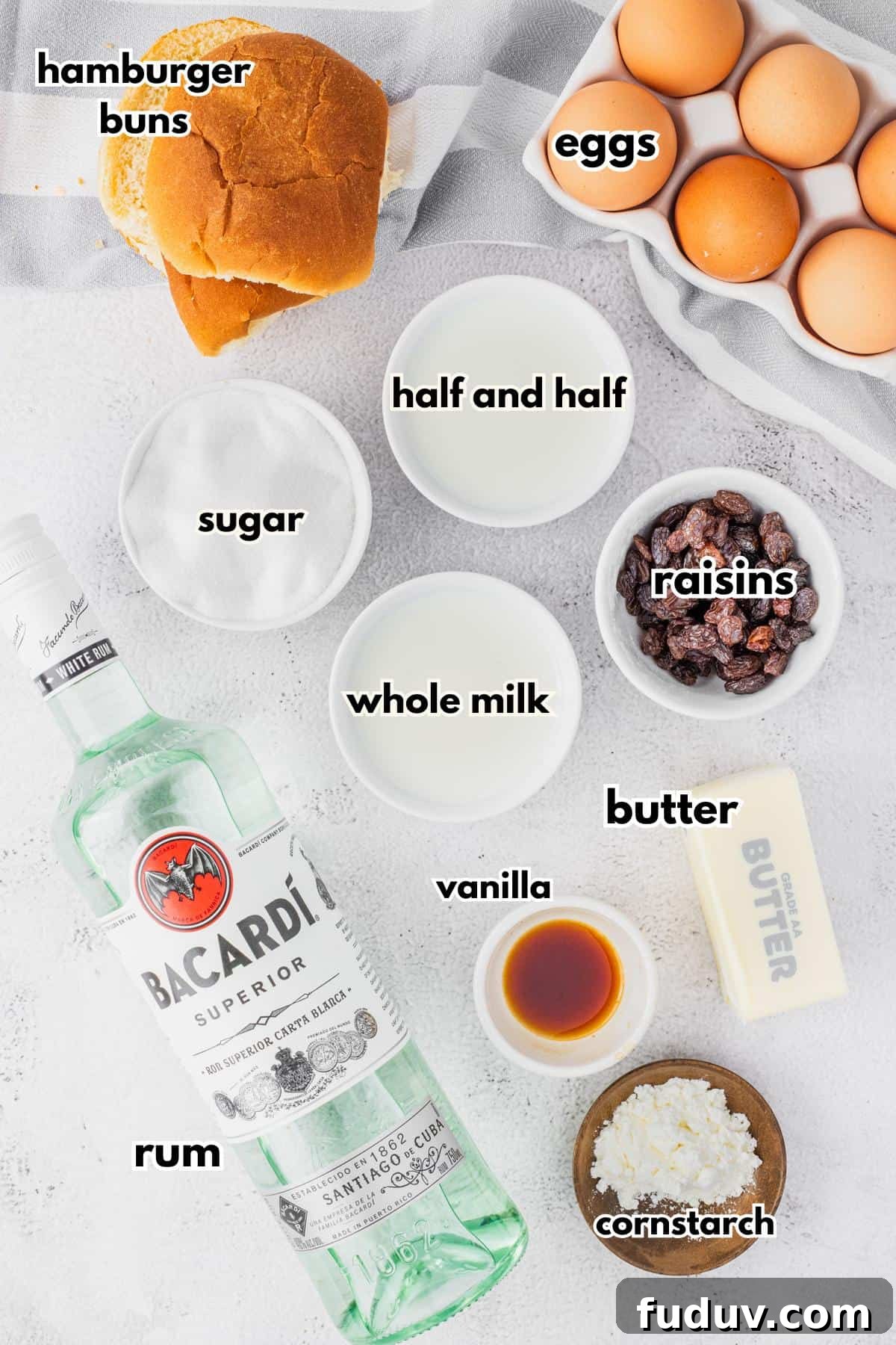 Decadent Bread Pudding with Warm Rum Sauce Recipe 3 Ingredients to make the recipe.