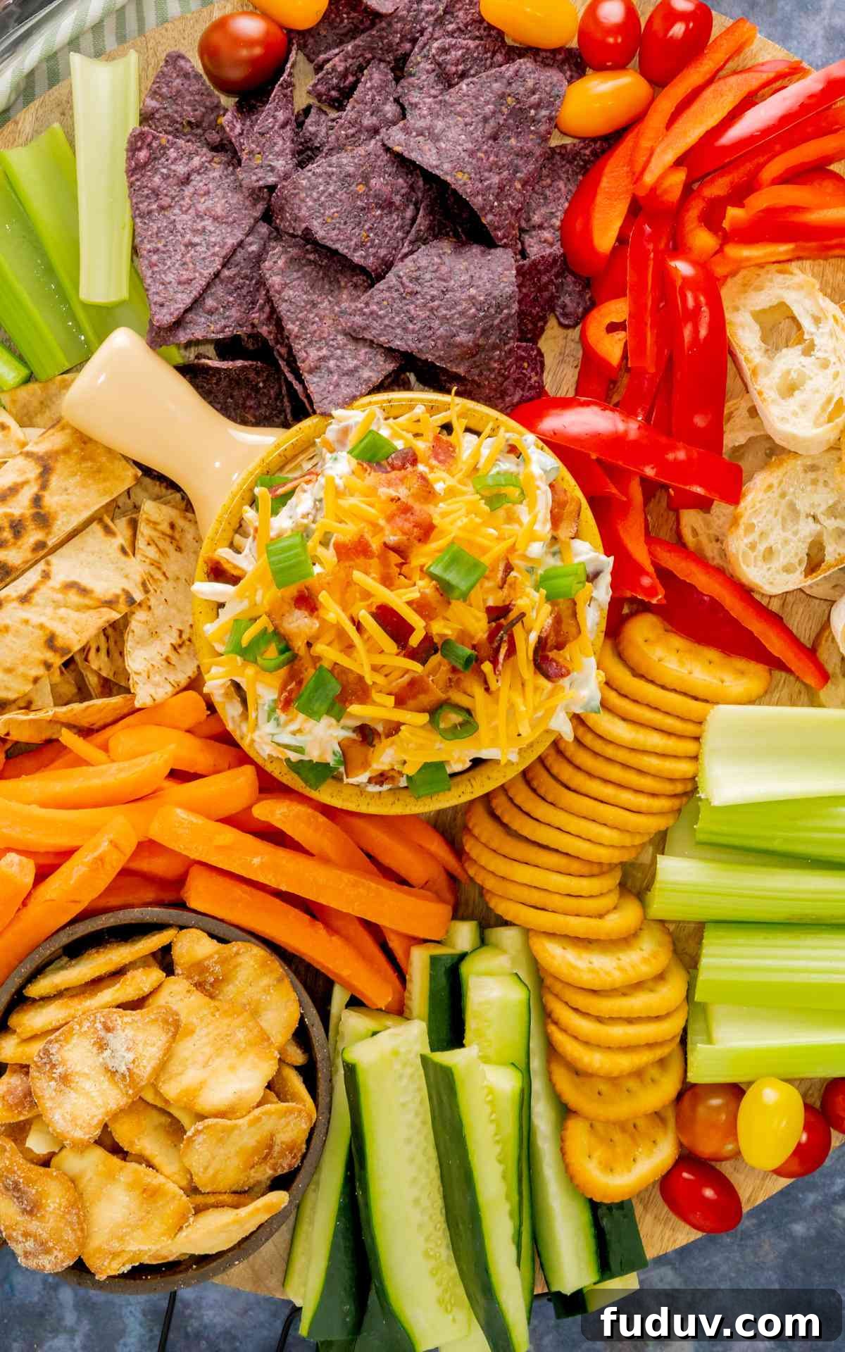 Million-Dollar Dip Recipe: Luxurious Party Appetizer with Truffle and Lobster 3 Overhead shot of a charcuterie board with million dollar dip.