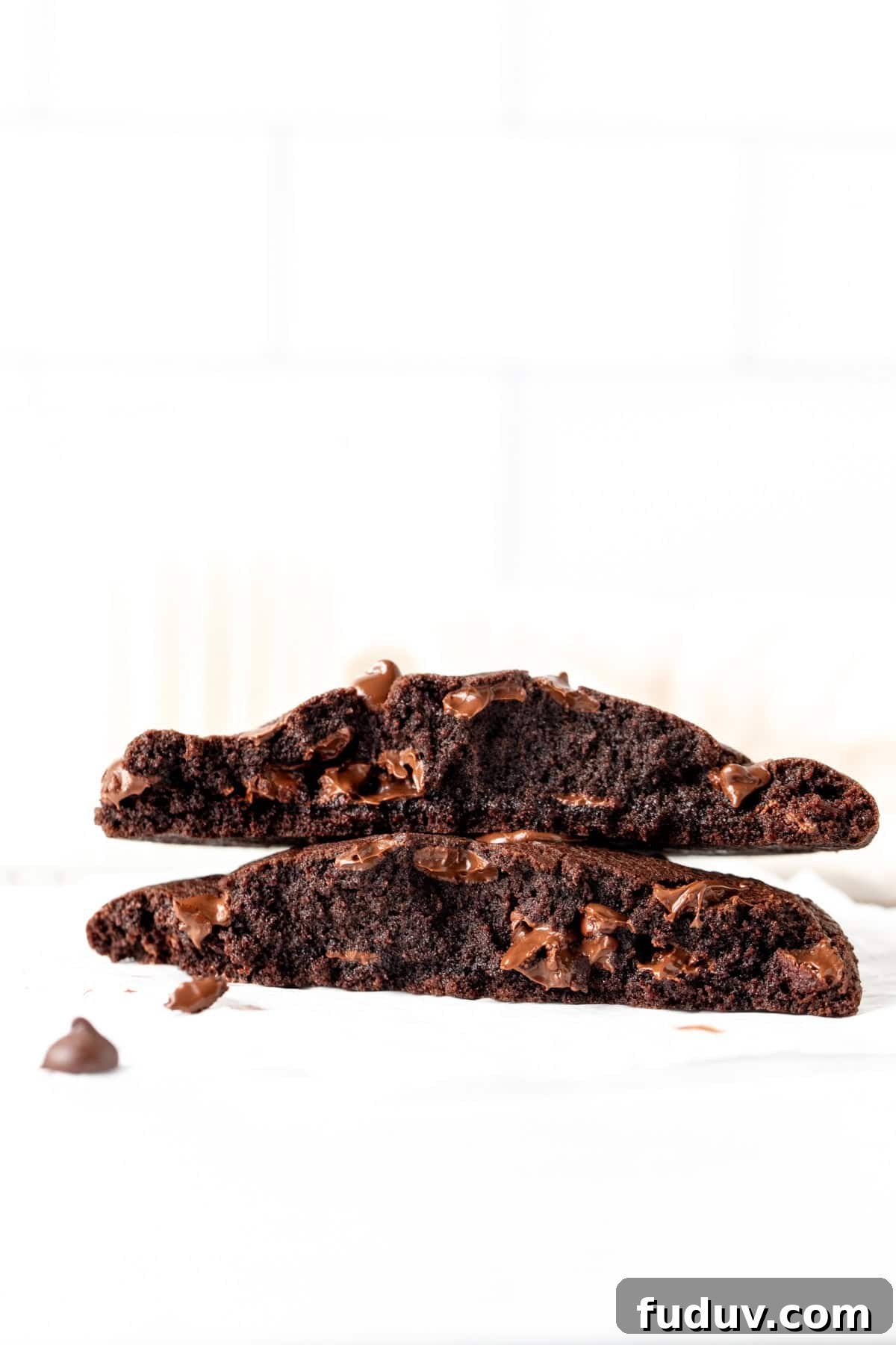 Giant chocolate cookie for one broken in half 