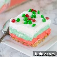 Festive Christmas Lasagna Dessert Recipe: Layered Holiday Treat 6 red white and green christmas lasagna on a plate