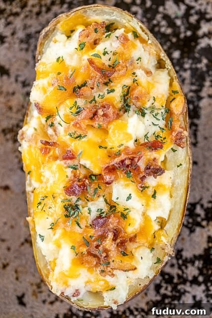 twice baked potato on a baking pan