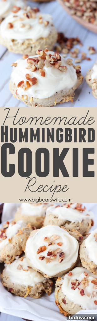 Hummingbird Cookies - cookies inspired by the cake and topped with cream cheese frosting