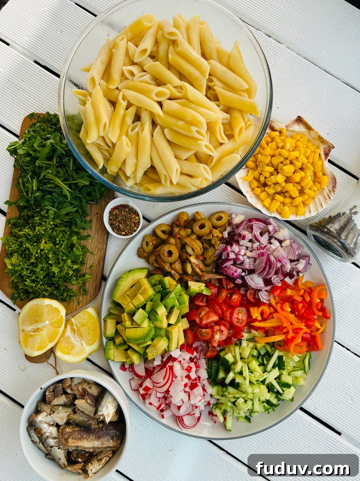Spanish sardines pasta ingredients