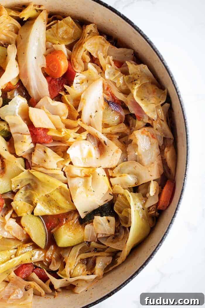 right side of large pot of keto cabbage soup