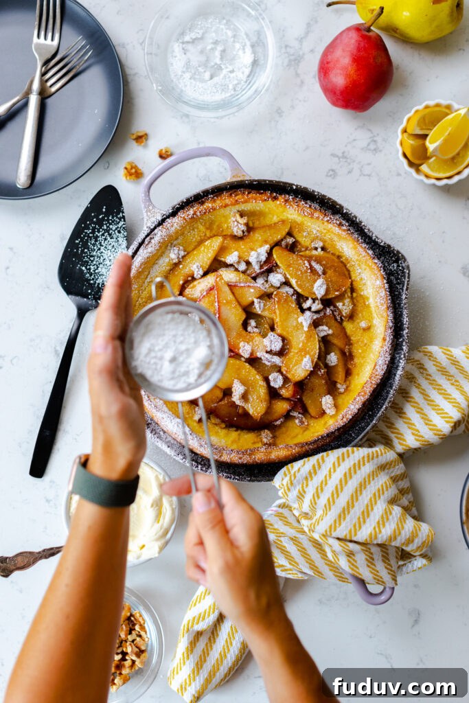 sugaring Spiced Pear & Walnut Dutch Baby