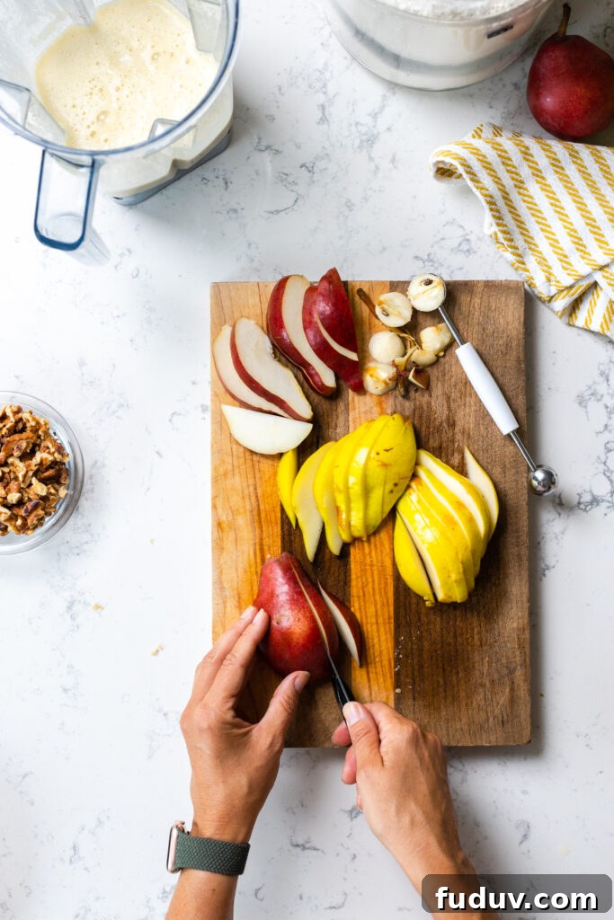 Sliced pears
