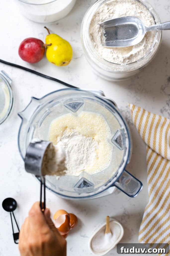 ingredients for Spiced Pear & Walnut Dutch Baby batter