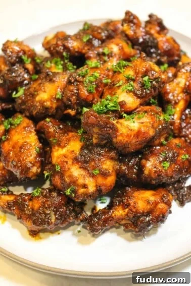 closeup of a plate of chicken wings