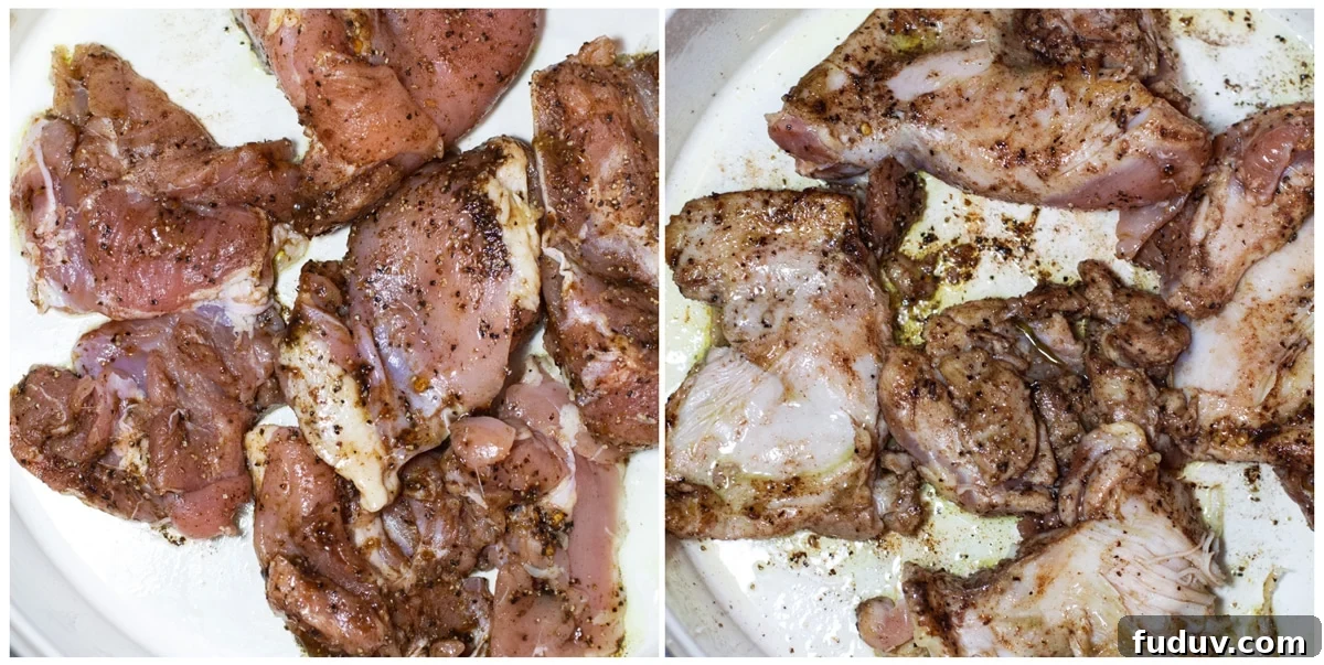Marinated chinese chicken on white plate.