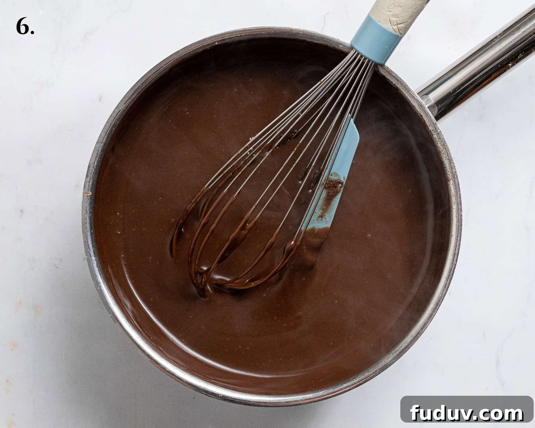 Step 6, the cooked chocolate custard.
