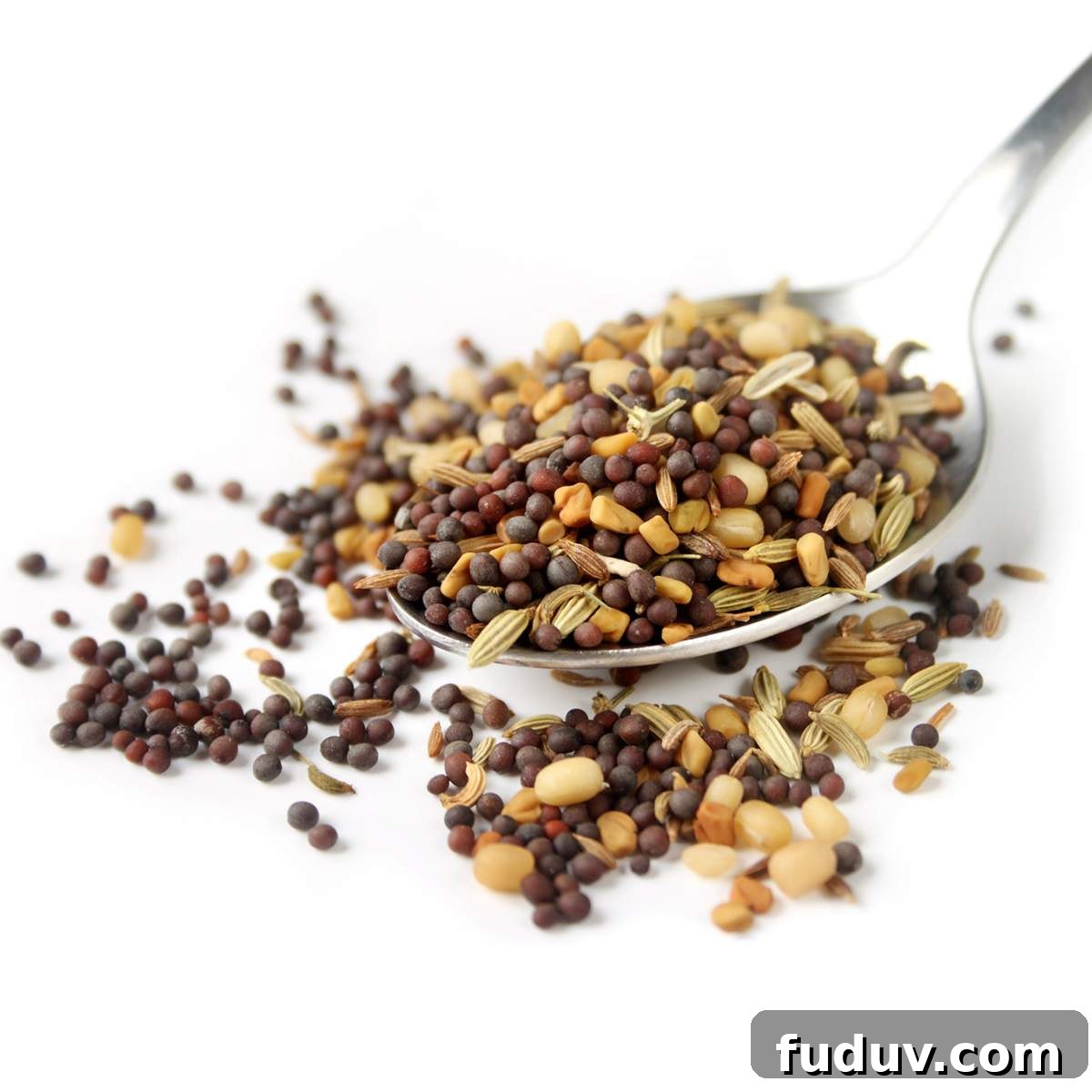 spoon holding corned beef spices.