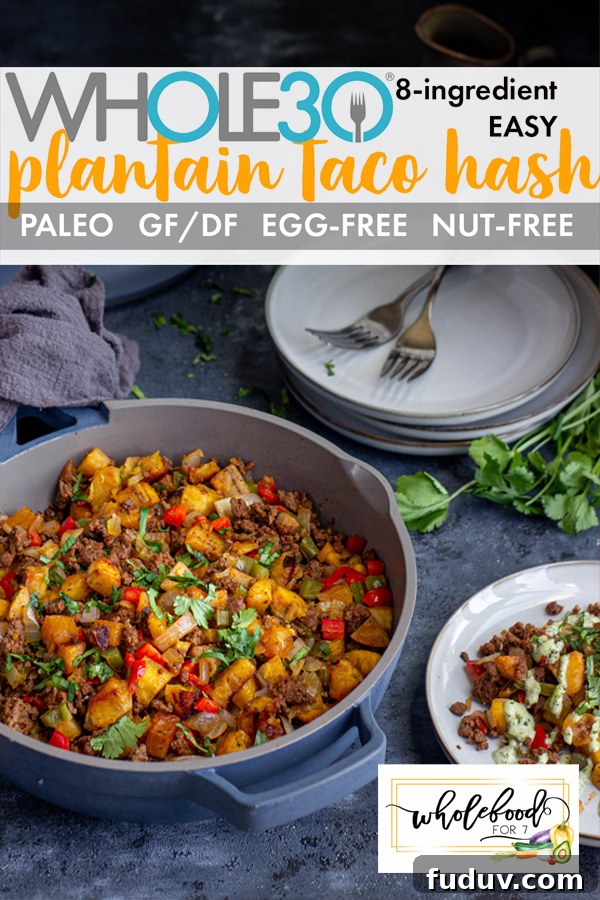 Plantain Taco Hash: Whole30-Friendly Spiced Breakfast Skillet 2 Whole30 Plantain Taco Hash - Paleo, dairy-free, gluten-free, egg-free and delicious for breakfast or dinner!