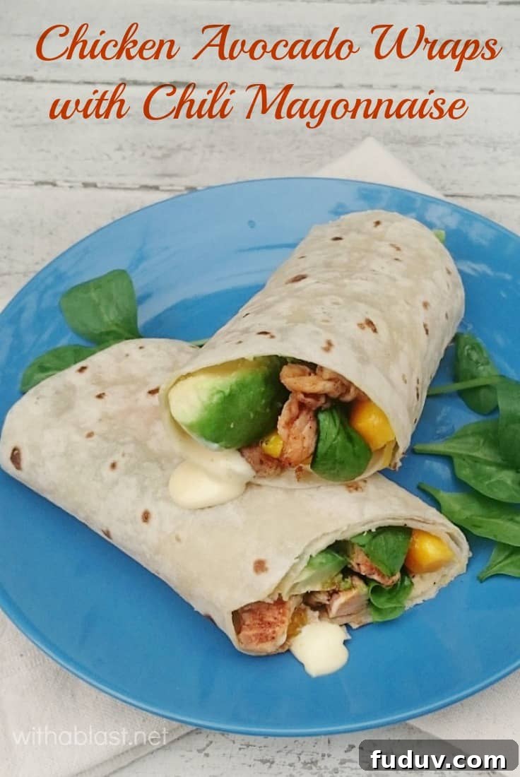 Chicken Avocado Wraps with Chili Mayonnaise